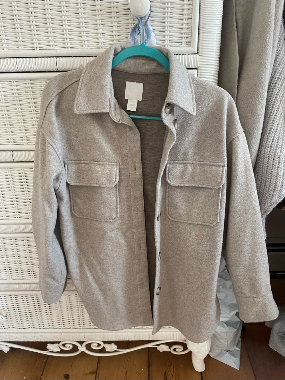 H&M Light Taupe Button-Up Shacket